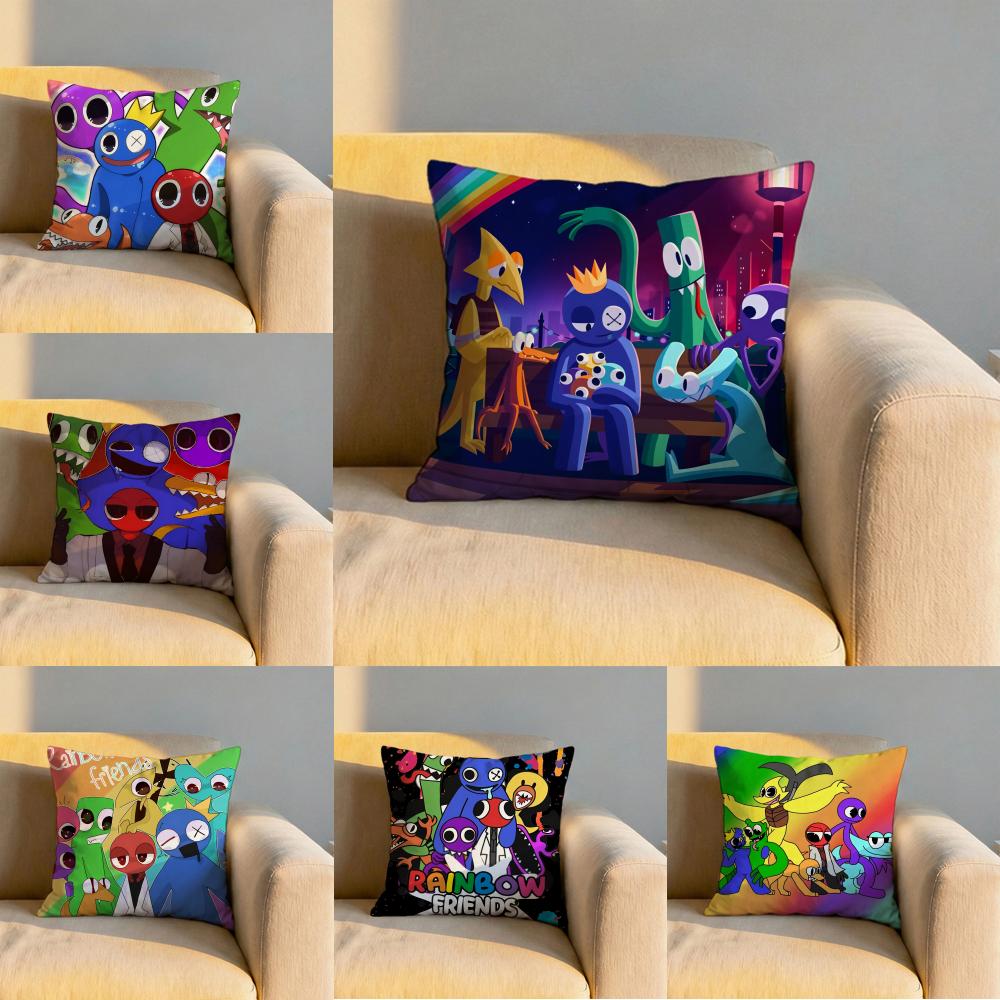 Game RRainbow Friends Cushion Cover Soft Reversible Durable Pillow Cover MultiScene Use for Home Car Daily Comfort