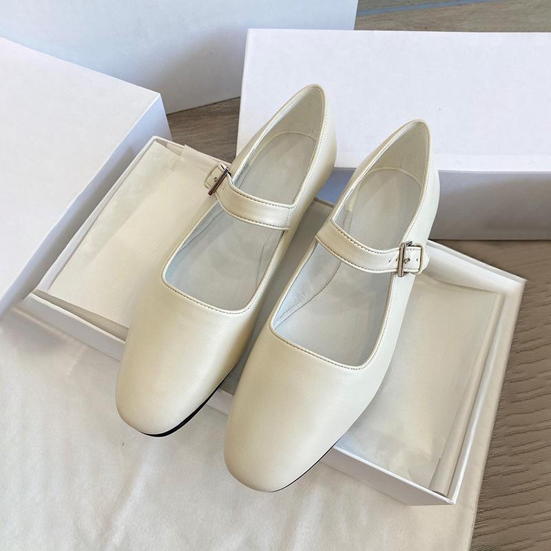 Sheepskin Version~ Leather Retro Mary Jane Women's Shoes, Small White Shoes, Soft Soles, Shallow Mouth Single Shoes, Gentle Shoes