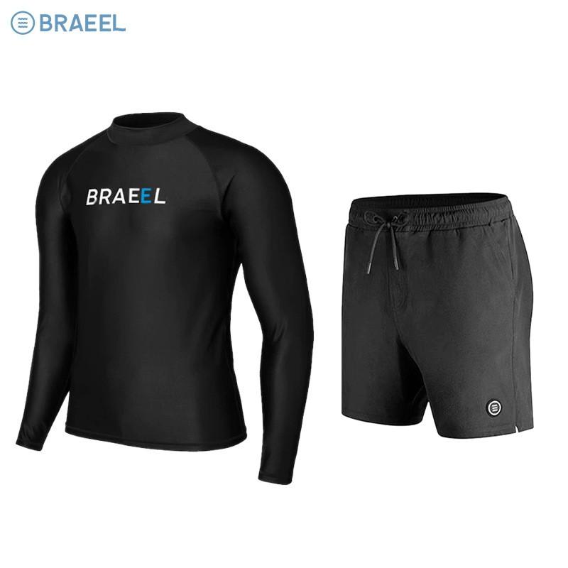 Mens UV Protection Rash Guard Set Quick Dry Long Sleeve Top Pants Snorkeling Swimming Surfing