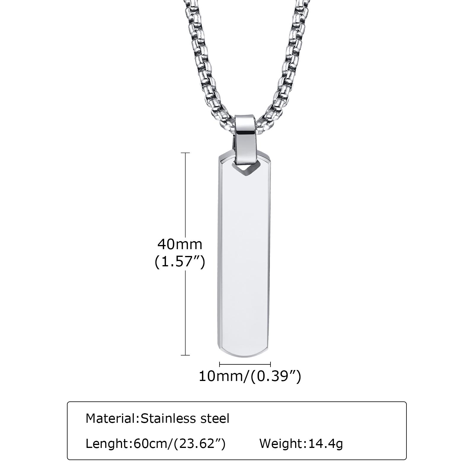 

Trendy Chain Rectangle Bar Man Pendant Necklace Stainless Steel Jewelry Decoration For Dad Boyfriend Valentine s Day Gift