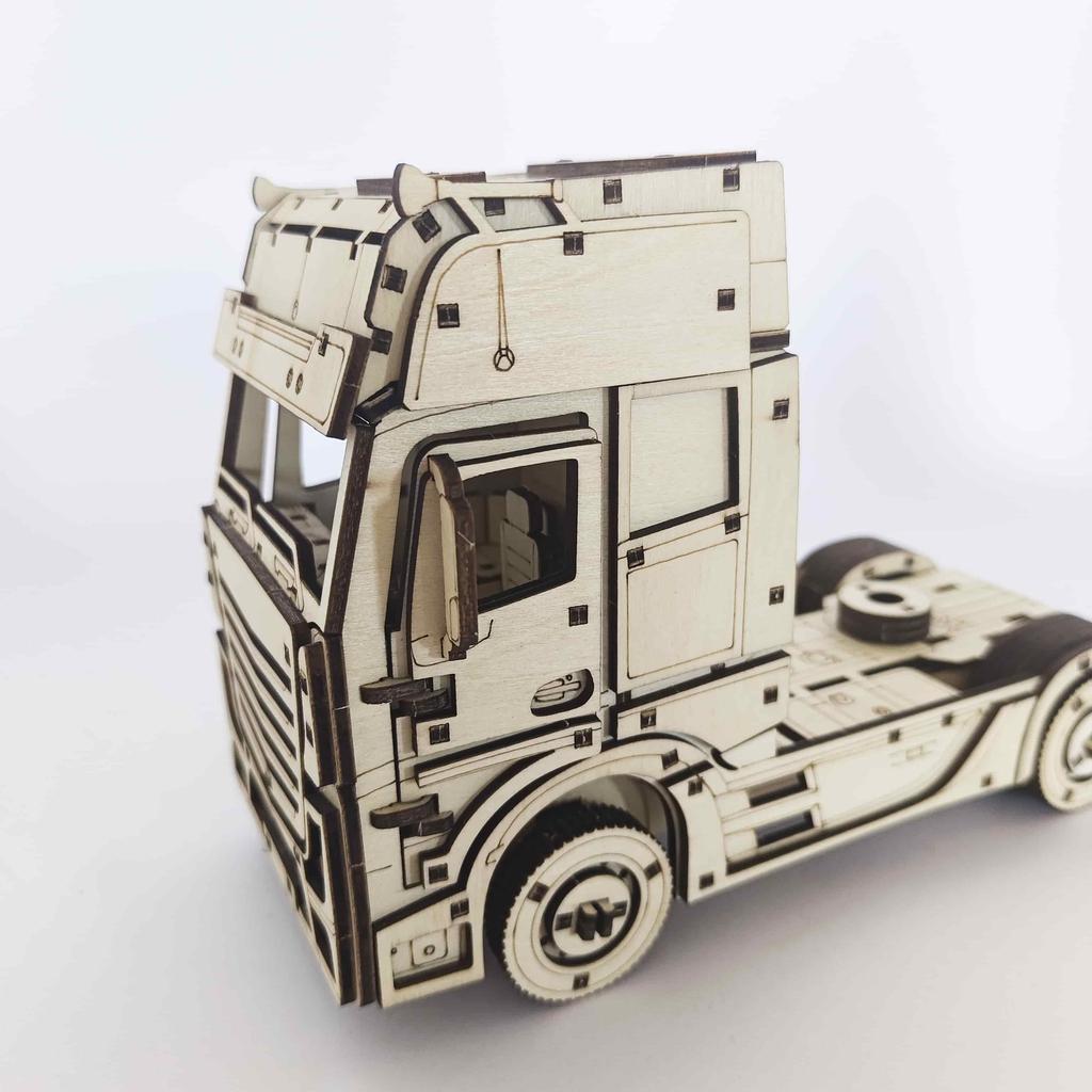 European Truck Diy 3D Wooden Puzzle, Toy Model Construction Kit, Educational Toy Car Series, Creative Gift