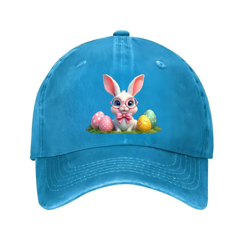 Cute Bunny Easter Eggs Print Baseball Cap Adjustable Polyester Casual Adult Hat Unisex Hat