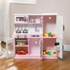Rollenspielküche, Kinderspielküchenset, mit Spielzeittelefon, Tafel, Mikrowelle, Herd, Spüle, Rosa