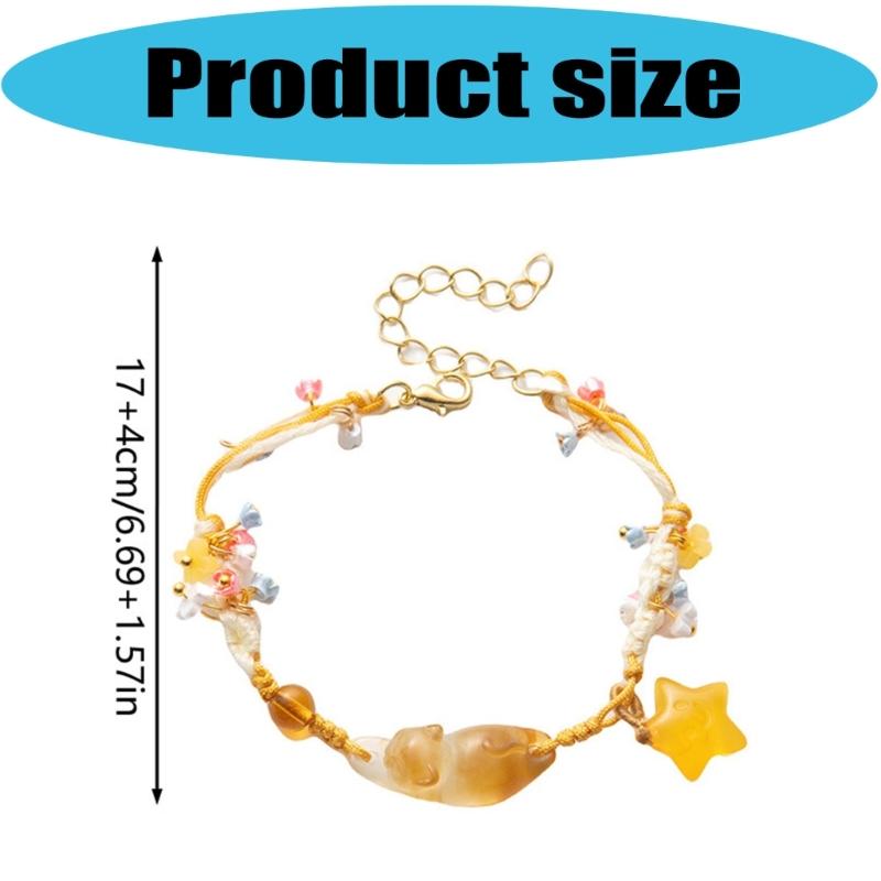 Handmade Resin Star Charm Bracelet With Floral and Cats Designs Jewelry Gift for Her