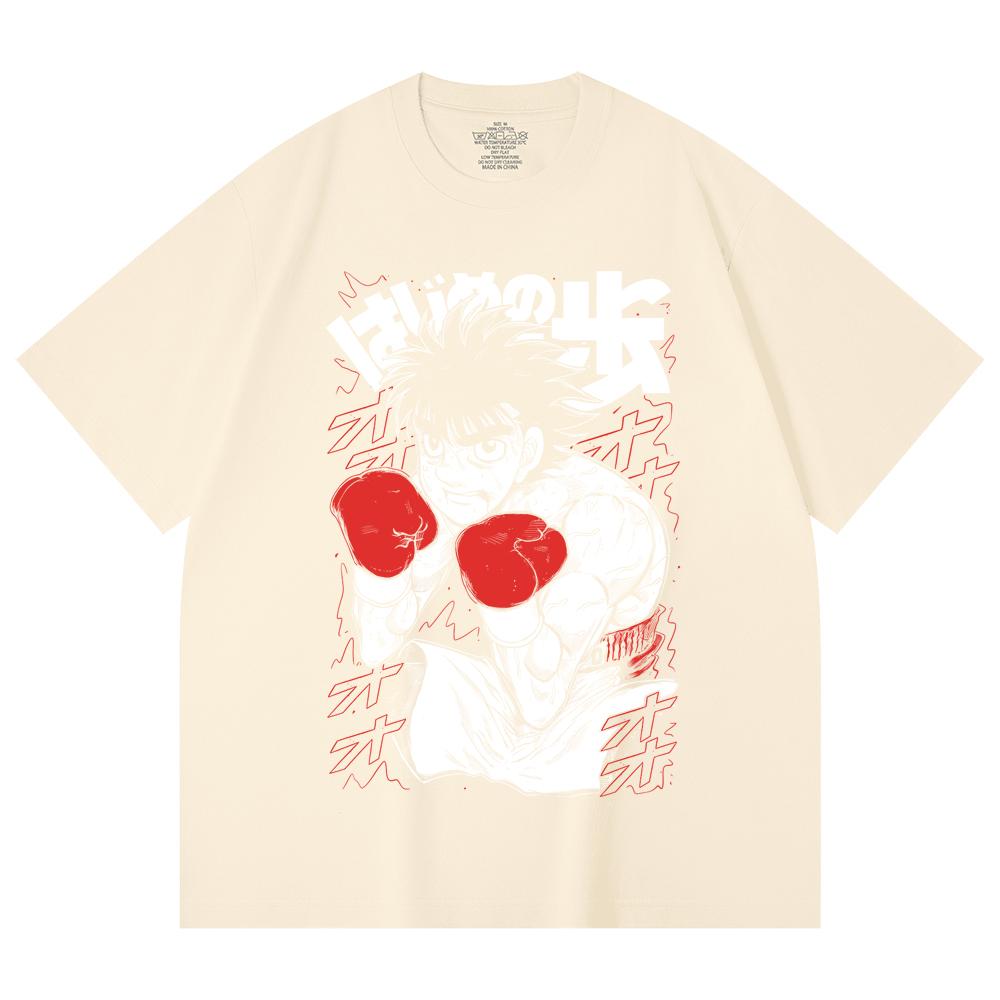 230 Gsm 100% Cotton Hajime no Ippo V1 Ippo Print Unisex Heavy Cotton T Shirt XS абрикосовый