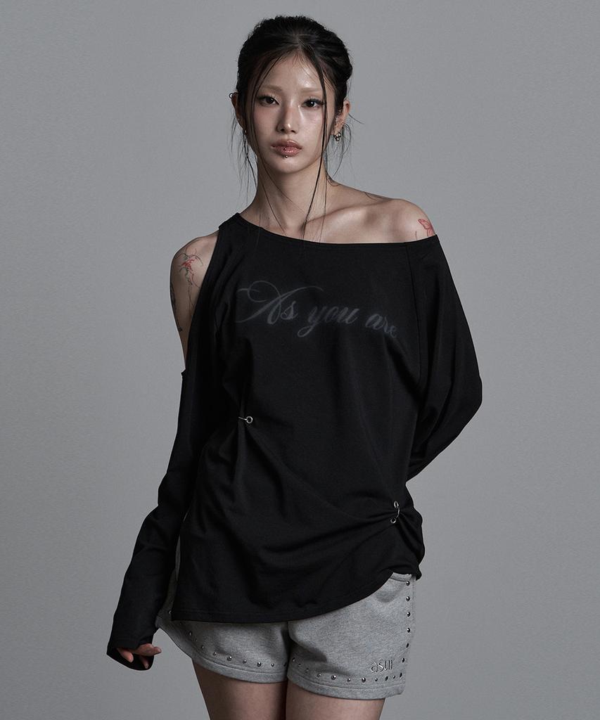 Aejeuyua Cutout Piercing Long Sleeve Black