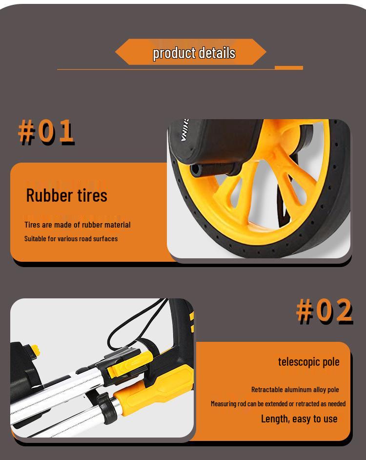 High-Precision Mechanical Rolling Distance Measuring Wheel