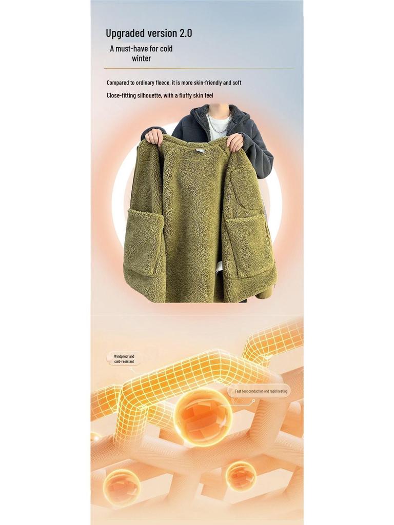Men's Heavyweight Hooded Fleece Jacket - Winter Outdoor Warmth
