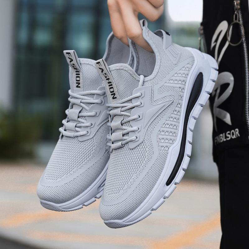 Men's Large Size Breathable Flyknit Mesh Comfortable Athletic Running Sneakers.