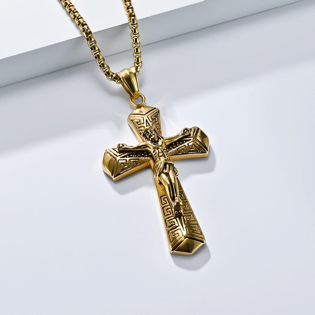 European and American Retro Personalized Stainless Steel Cross Item Trendy Fashion Wear Titanium Steel Pendant