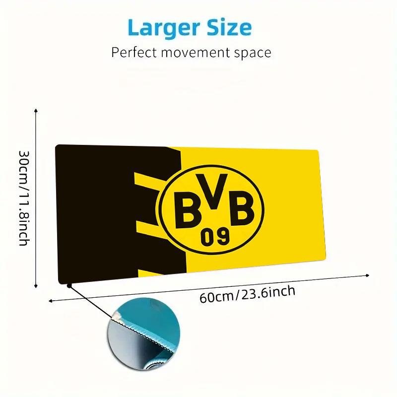 Podkładka pod mysz Borussia Dortmund, Duża mata na biurko do gier, Antypoślizgowa podkładka pod mysz XXL na laptopa i tablet, Mata do gry na mini PC ze zszywanymi krawędziami