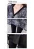 Plus-Size V-Neck Ink Print Summer Shirt – Fat Girls' Loose Fit, Belly Cover, Medium-Length – Women's Top, 200 Jin