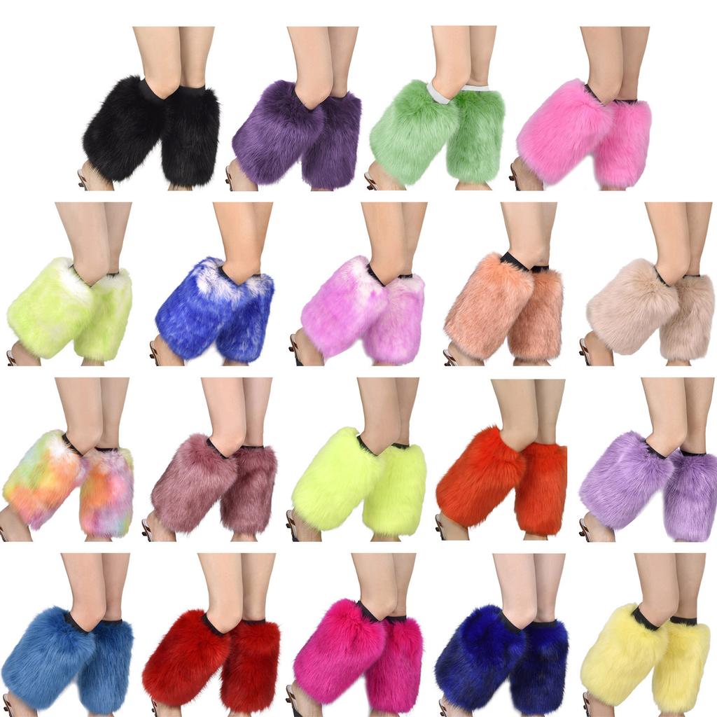 Boot Cover Women Winter Vibrant Faux Fur Leg Warmers Thick Calf Socks Streetwear