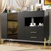 Buffet - MUVOE - 120x39,5x84cm - Noir - 2 Portes - 3 Tiroirs - Design Contemporain