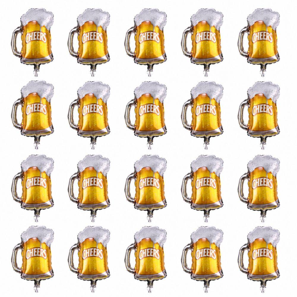 20 Pcs Large Size Beer Mug Balloon Aluminum Foil Foil Balloon Beer Balloon Background Decoration