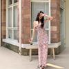 Sexy Spice Girl Lace Edge Floral Suspender Dress Women's Summer New Slim Straight Vacation Style Medium and Long Skirt