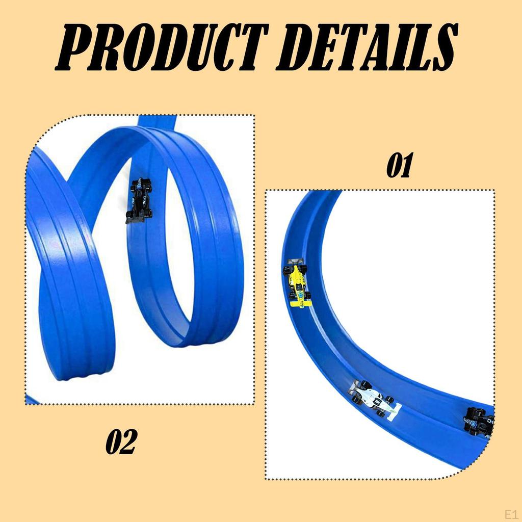 395cm Portable Flex Car Ramp Track Set with Suction Cups for Kids Learning & Creative Play Accessory