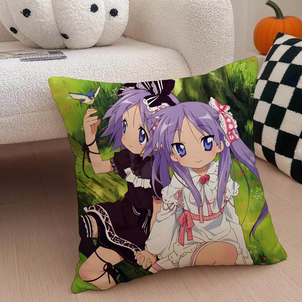 Classic Funny Japanese Anime Y-Yuru Yuri Cushion Cover Throw Pillow Cover Hidden Button Durable Polyester Chair Cushion