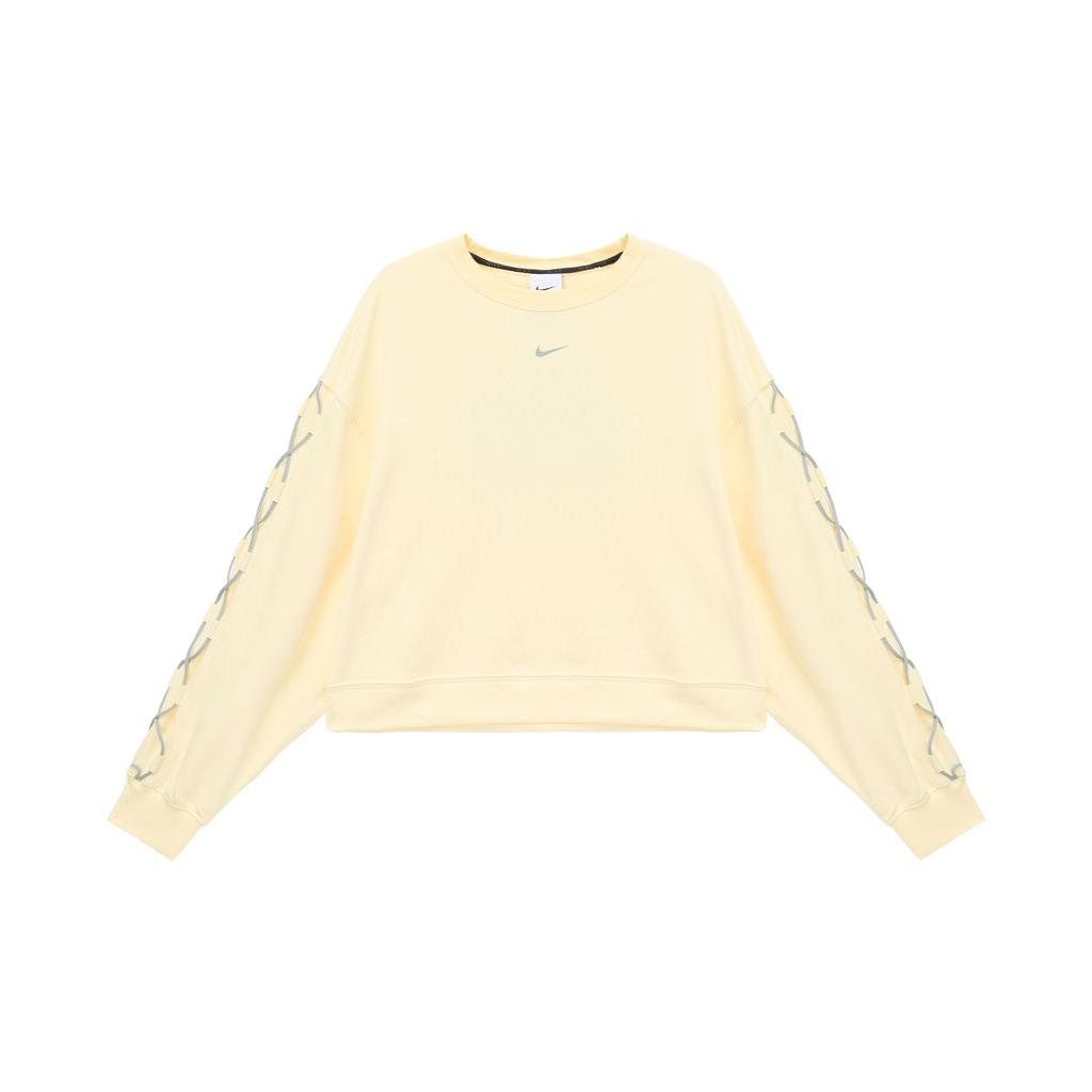 Nike Logo Print Crew Neck Sweatshirt Women Tops Yellow DX0003-744