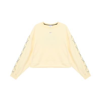 Logo Print Crew Neck Sweatshirt Women Tops Yellow DX0003-744
