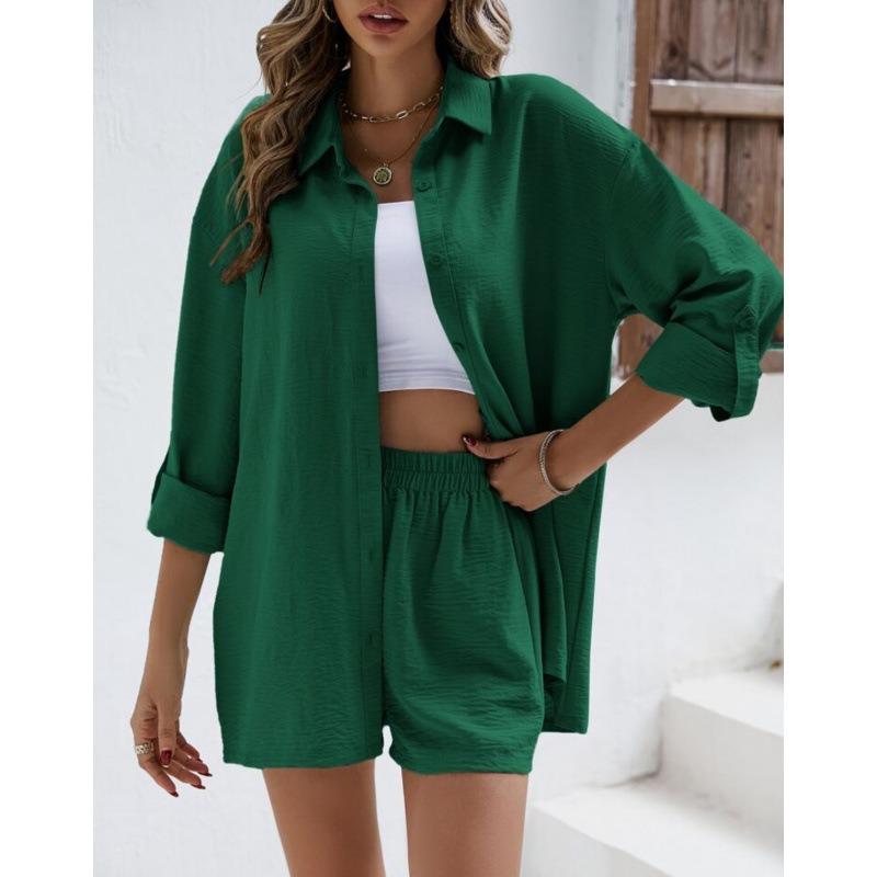 JPNTKY Women's Fashion Casual Short Sleeve POLO Neck Pants Suits