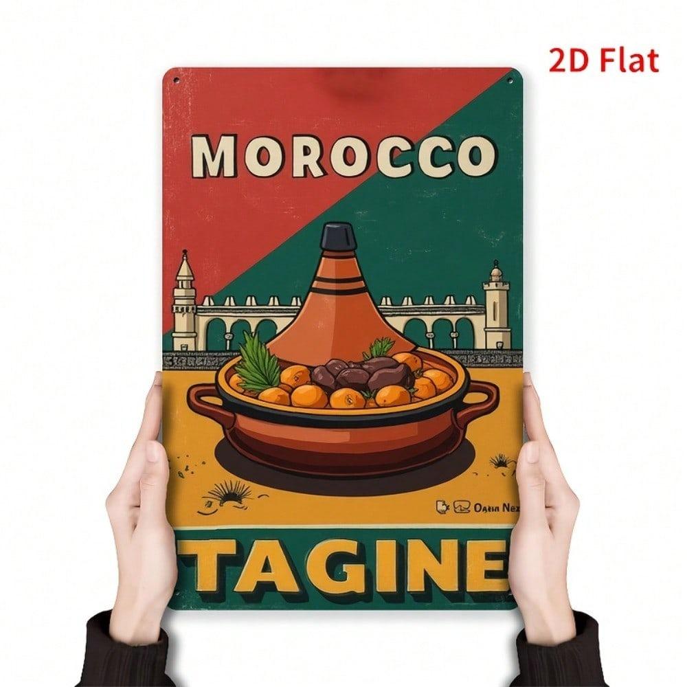 Vintage Moroccan Tagine Metal Wall Art 8x12 Inch Rustic Iron Sign For Home Porch Garden Decor