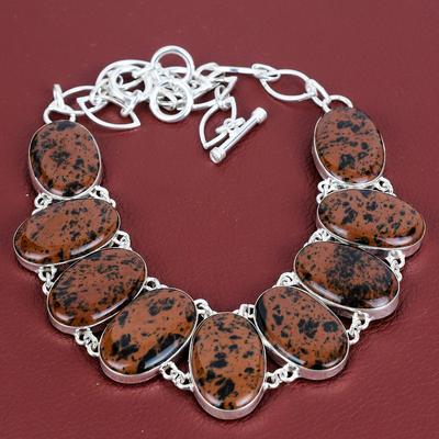 Mahogany Obsidian Gemstone Necklace Unique Jewelry 925 Sterling Silver Necklace Adjustable Chain Necklace Handmade Necklace Gifts for Mother