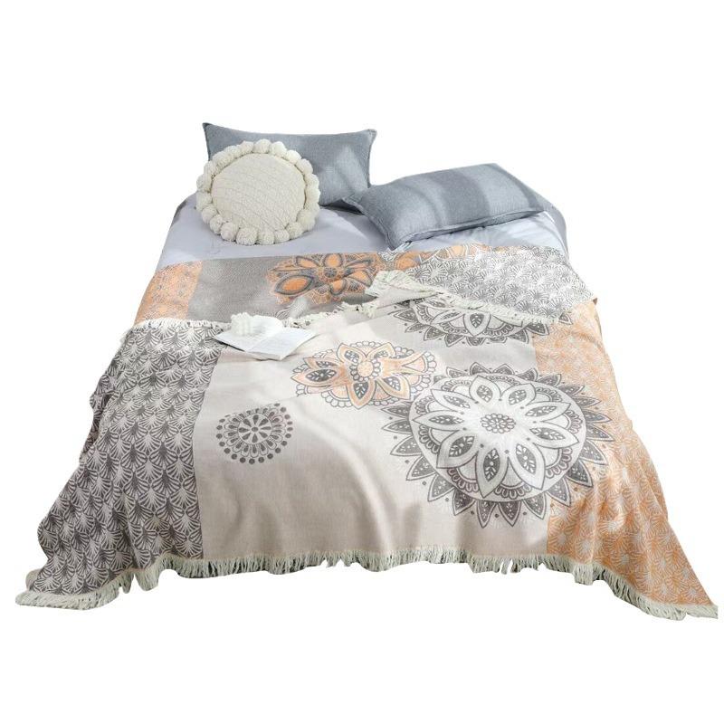 Cotton Gauze Tassel Edge Throw Blanket Towel Quilt Sofa Cover Blanket Single Double Air Conditioning Quilt Enlarged Thickened Cover Blanket