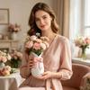 Ceramic Bow Vase Decorative Flower Container with Bowknot Small Aesthetic Vase for Table Shelf Bookshelf Home Decor Wedding Gift