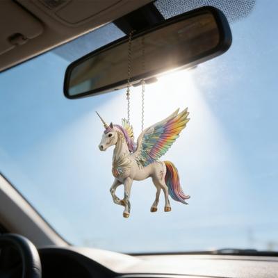 Ornement de Noël Cheval 2D Acrylique Cheval Charme Suspendu Rétroviseur Voiture Cadeaux Cheval pour Femmes Cheval