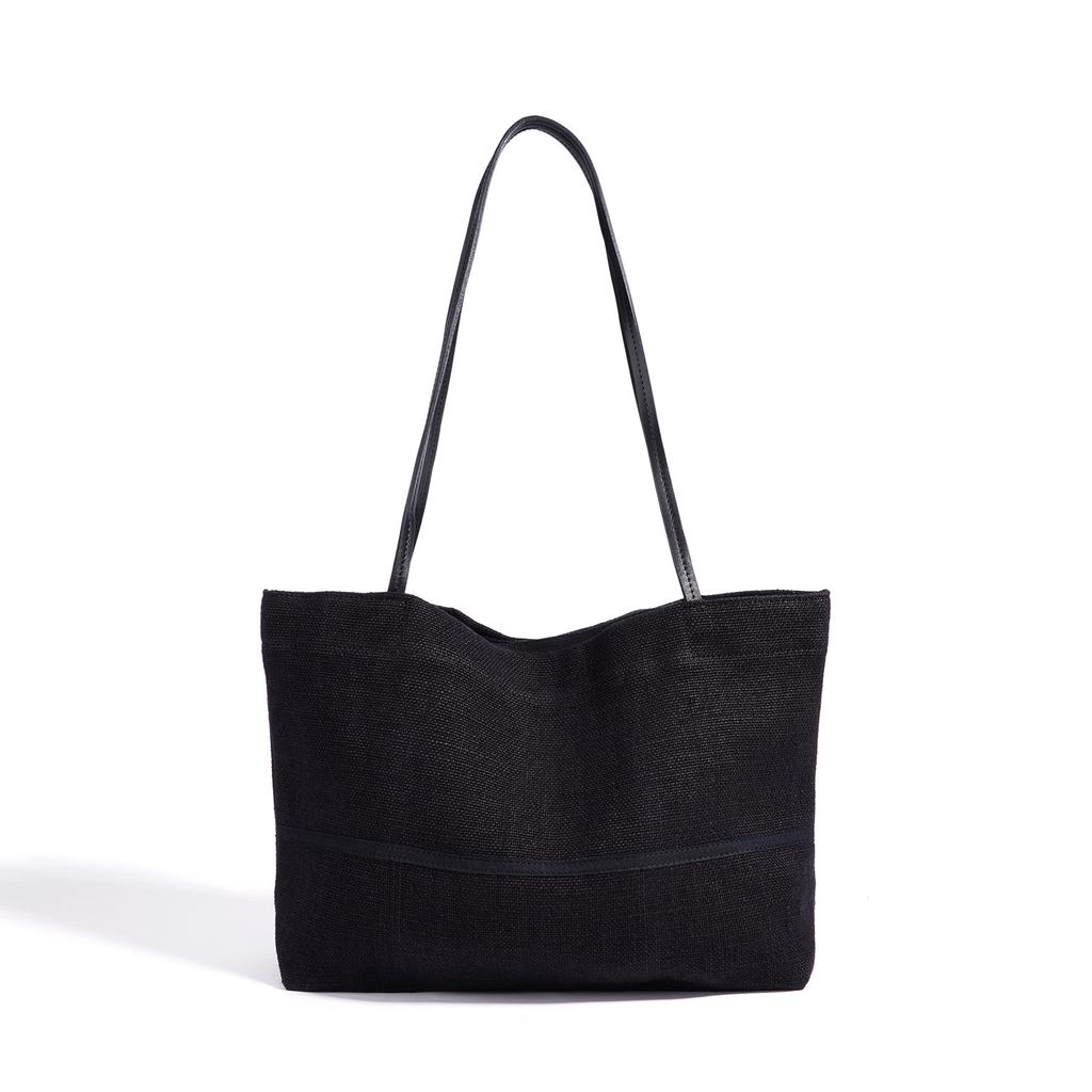 New High-end Light Luxury Cotton-linen Shoulder Bag, Large-capacity Commuter Handbag, Casual Versatile Tote Bag