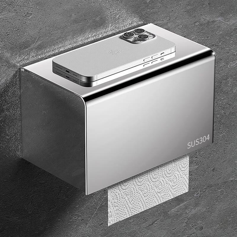 KEGOO 304 Stainless Steel Wall-Mounted Tissue Holder with Shelf