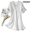 SARADEMUNT Plus Size Short Sleeve Satin Lounge Dress with Floral Perfect for or Solid Elegant and Product Women's Embroidery, Sleepwear, Nightgown,