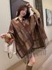Imitation Cashmere Women Scarf Winter Ladies Vintage Plaid Tassel Poncho Warm Female Wrap Blanket Capa Para Mujer Pashmina Shawl