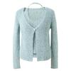 Sancai Plus Size Elegant Fake Two-Piece V-Neck Knitted Sweater