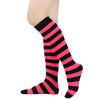 Women Striped Knee-high Socks Colorful Stretchy Knee-length Socks Ribbed Leg Warmers for Costume Party Street Daily Wear