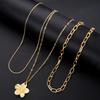 3pcs Flower Pendant Snake Bone Chain Necklace Set Elegant Vintage Minimalist Metal Layered Necklaces Holiday Daily Wear Jewelry