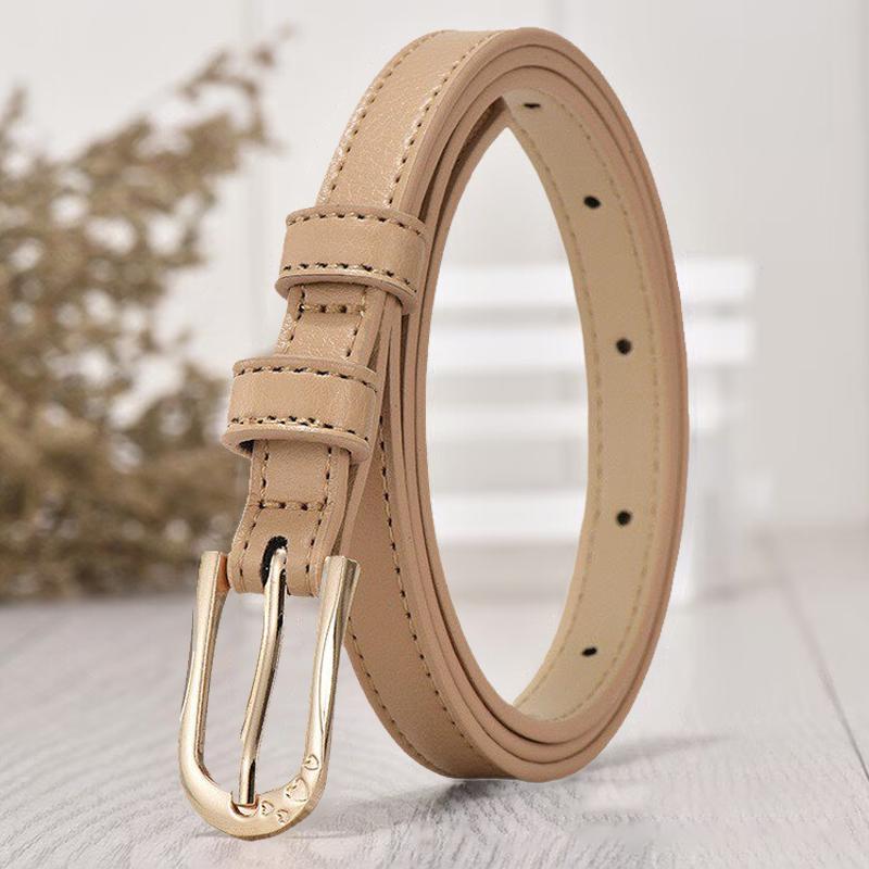 

1Pc 105Cm 7 Candy Colors Womens Pu Leather Belt Skinny Thin Dress Belt Waist Belt Waistband Skirt Jeans Waist Accessories beige