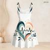 Women Plus Size Spaghetti Strap Off Shoulder Dress Modern Abstract Geometric Rainbow Leaf Print Swing Dress