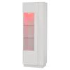 Armadio 60*40*180cm, Vetrina con Porta in Acrilico, Armadio di Stoccaggio Lucido con Illuminazione LED, 3 Ripiani in Vetro, Bianco