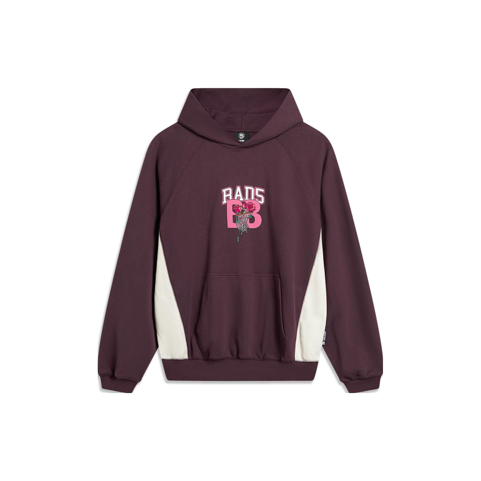 LI-NING AWDTC89-2 Unisex BADFIVE Series Loose Fit Long Sleeve Letter Logo Print Knit Pullover Hooded Sweatshirt XXL