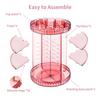 Large Capacity Acrylic Makeup Box with Rotating and Diamond Perfect for Cosmetics and A Gift for Women Pink Diamond Pattern Dividers, 360° Design,