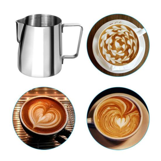 Milchaufschäumkrug, Kaffeeaufschäumbecher, polierte Oberfläche, rostfrei, korrosionsbeständig, spülmaschinenfest, Aufschäumkrug