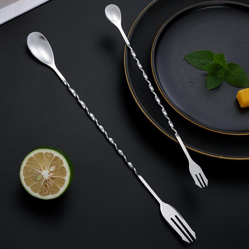 304 Stainless Steel Double-Headed Spiral Bar Spoon with Long Handle