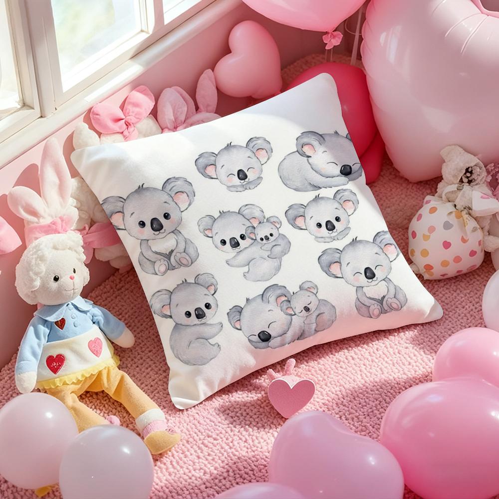 Koala Creative Cartoon Pillow Case Soft Plush Fabric DoubleSided Printed Cushion Cover Warm Winter Sofa Pillow Case