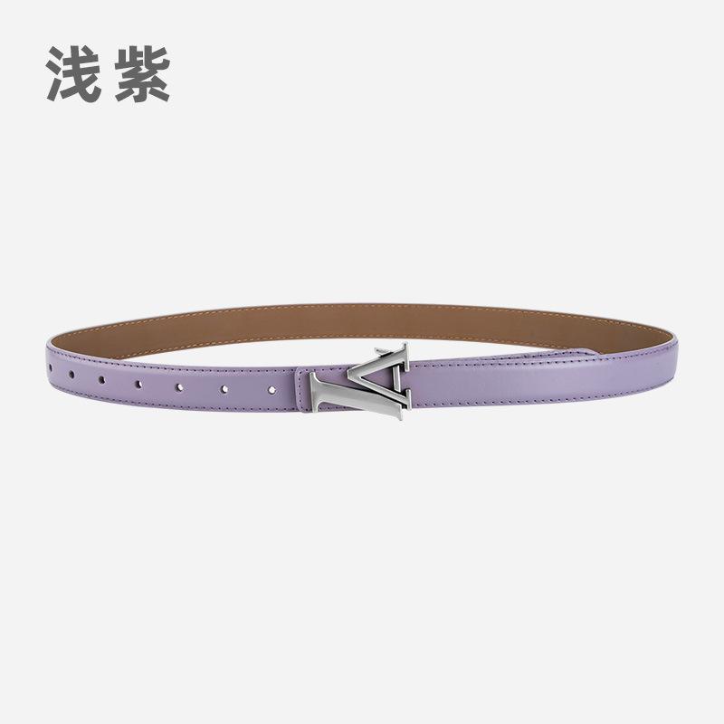 Alloy Alphabet Board Buckle Leather Belt Women'S Premium Pants Belt Women'S
