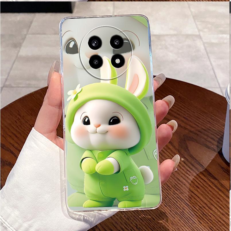 Luxury Cute Love Rabbit Clear Case For Oppo Realme 13 Plus 5g Soft Silicone Transparent Bumper Back Cover Realme13+ 13Plus Funda