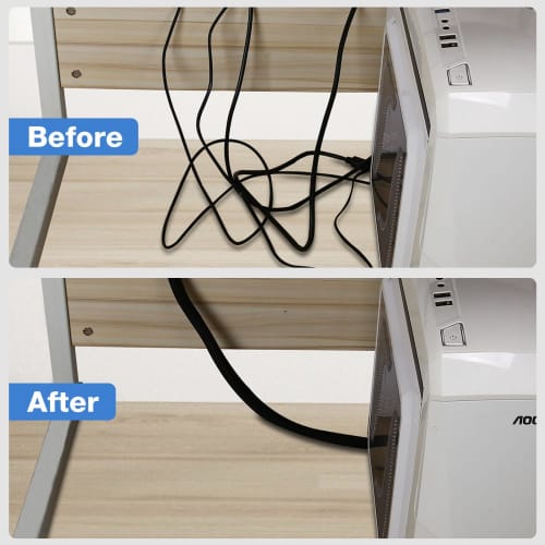 JOTO Cable Storage Sleeve Length 3M Diameter 1.3cm DIY Cuttable PET Material for Home/Office Use - Black