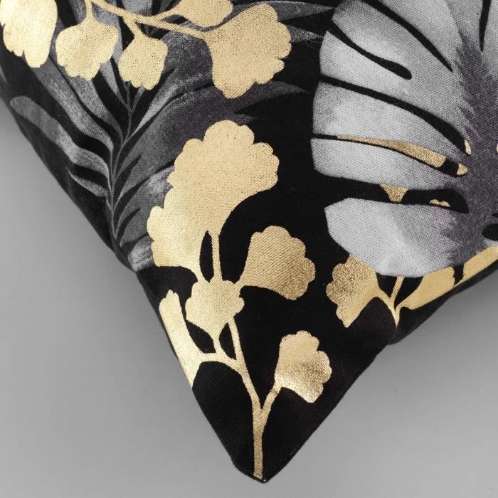 Housse De Coussin - Kelly - 40 X 40 Cm - 100% Coton - Motif or - Fermeture Zip