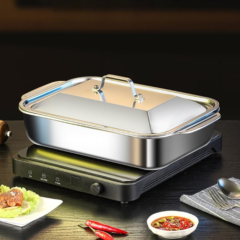 Multifunctional Stainless Steel Serving Tray Square Silver Food Platter Rusts Resistant Dishwasher Safe Dinner Tray